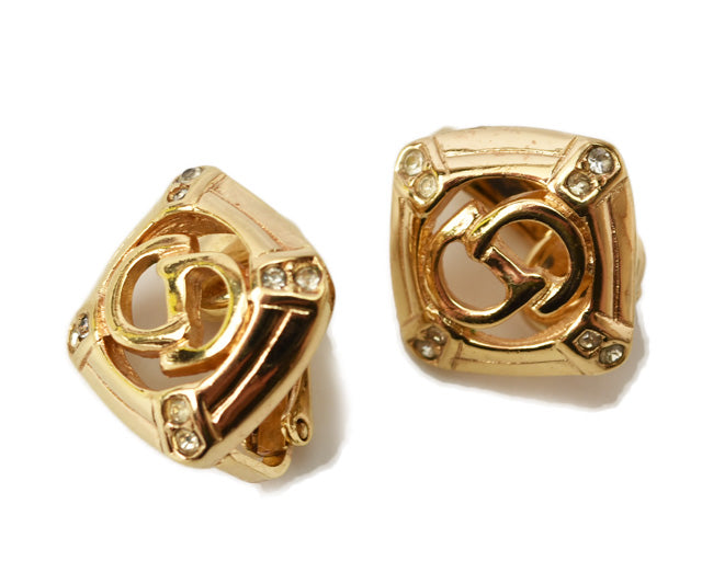 Christian Dior Vintage Gold Earrings with Zircon