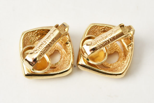 Christian Dior Vintage Gold Earrings with Zircon in Great Condition