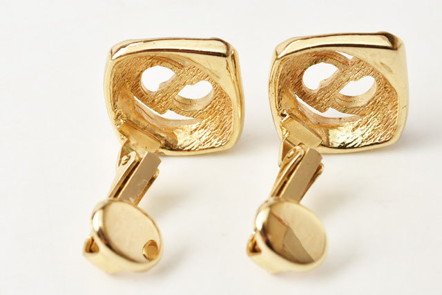 Christian Dior Vintage Gold Earrings with Zircon in Great Condition