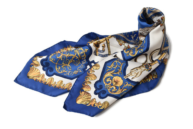 Hermes Silk Scarf LVDOVICVS MAGNVS Blue