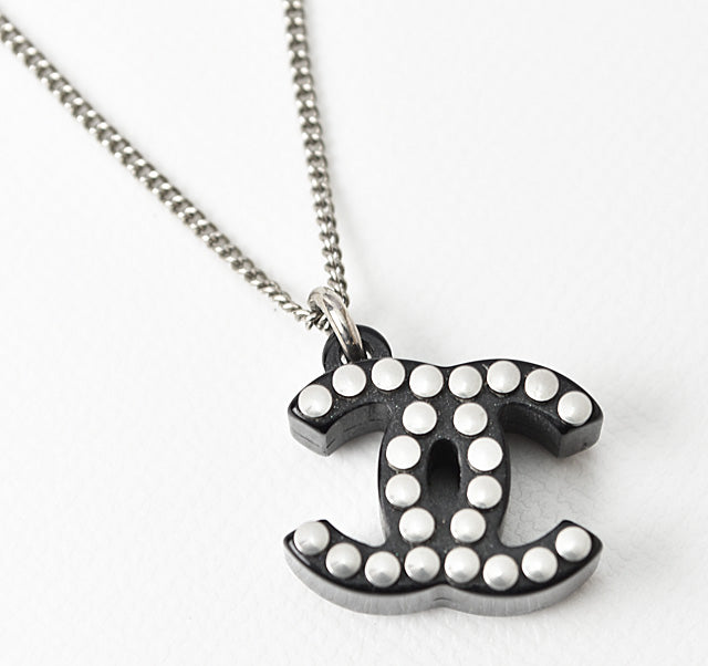 Chanel Necklace/Pendant, Metal, Plastic, Black/Silver