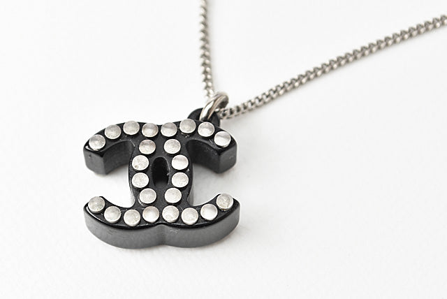 Chanel Necklace/Pendant, Metal, Plastic, Black/Silver