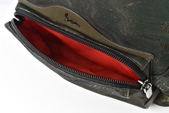 Christian Louboutin Jacquard Backpack Army Green in Pristine Condition