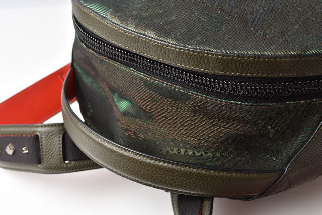 Christian Louboutin Jacquard Backpack Army Green in Pristine Condition