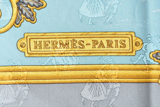 Hermes 100% Silk Scarf Carre 90 Ice Skating Motif Blue Multi 88x88cm in Excellent Condition