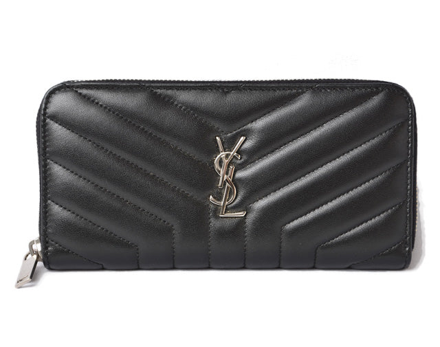 Yves Saint Laurent Leather Long Wallet Black