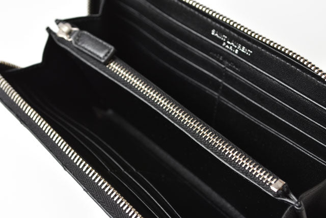 Yves Saint Laurent Leather Long Wallet Black in Pristine Condition