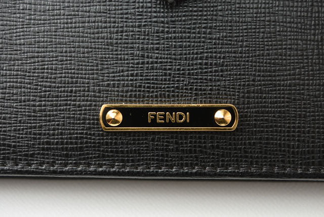 Fendi Leather Card Case Black/Gold in Pristine Condition