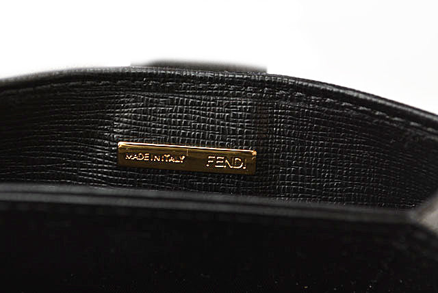 Fendi Leather Card Case Black/Gold in Pristine Condition