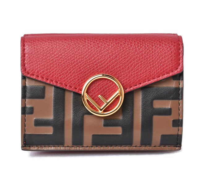 Fendi Leather Trifold Wallet F IS FENDI Micro Red in Pristine Condition