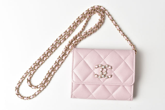 Chanel Caviar Skin Chain Mini Wallet/Accessory Pouch AP2138B05437