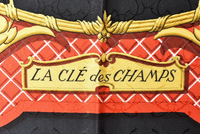 Hermes 100% Silk Scarf La Cle des Champs Bird Red/Black 88x88cm in Pristine Condition