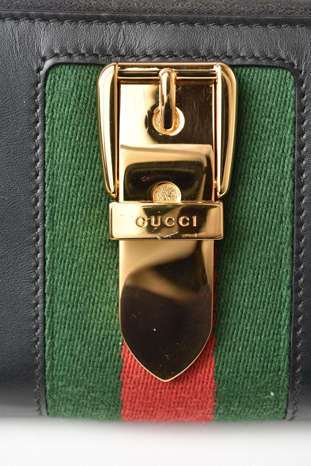 Gucci Leather Long Wallet Round Zipper Sylvie 476083 in Pristine Condition