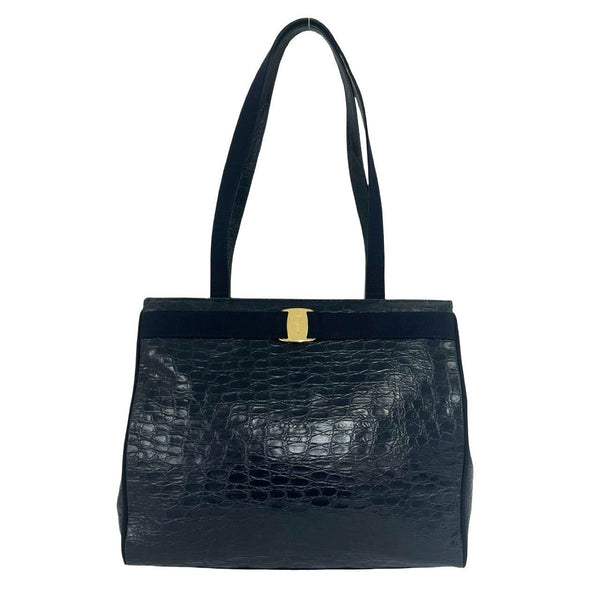 Salvatore Ferragamo Vara Ribbon Leather Tote Bag