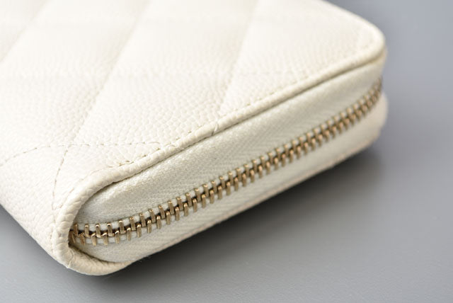 Chanel Caviar Skin Round Zipper Medium Wallet