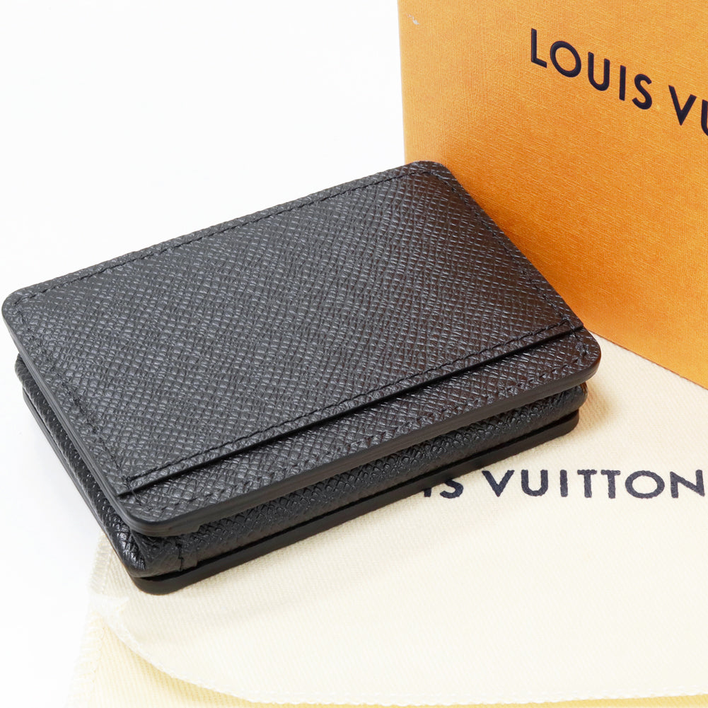 Louis Vuitton Leather Coin Case Taiga Ardoise M30598 in Pristine Condition