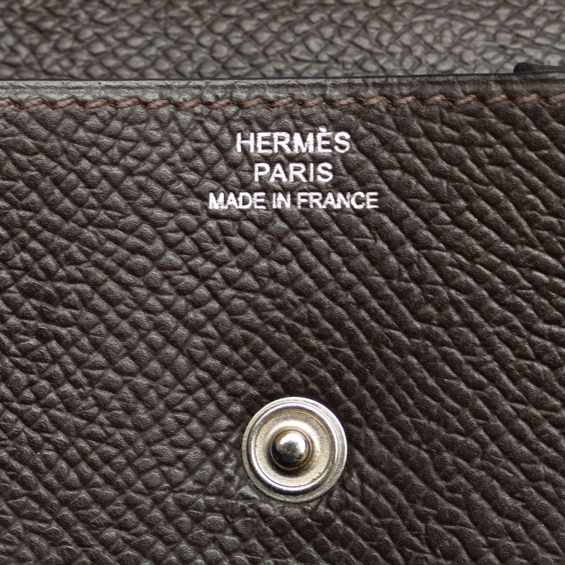 Hermes Le 24 Graphite Coin Case Brown Epsom Leather in Very Good Condition