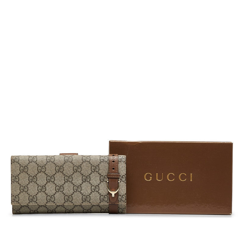 Gucci GG Supreme Bifold Wallet Beige Brown PVC Leather in Very Good Condition