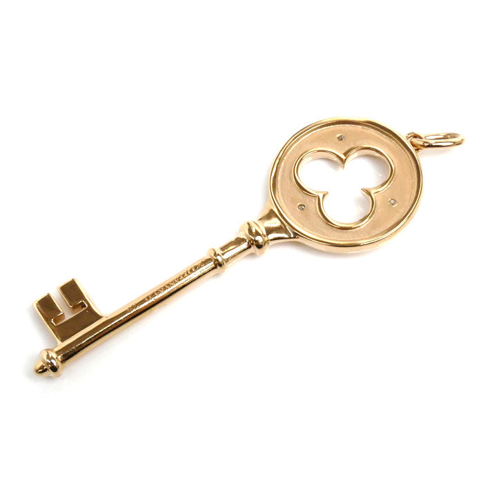 Tiffany & Co Pink Gold Clover Key Diamond Pendant