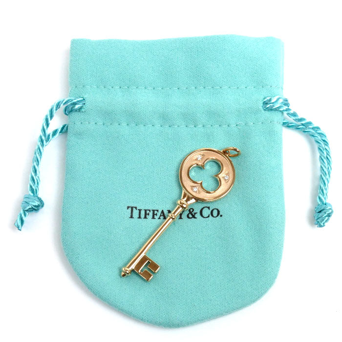 Tiffany & Co Pink Gold Clover Key Diamond Pendant