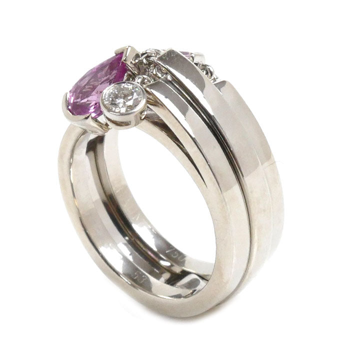 Chaumet White Gold Pink Sapphire Diamond Ring