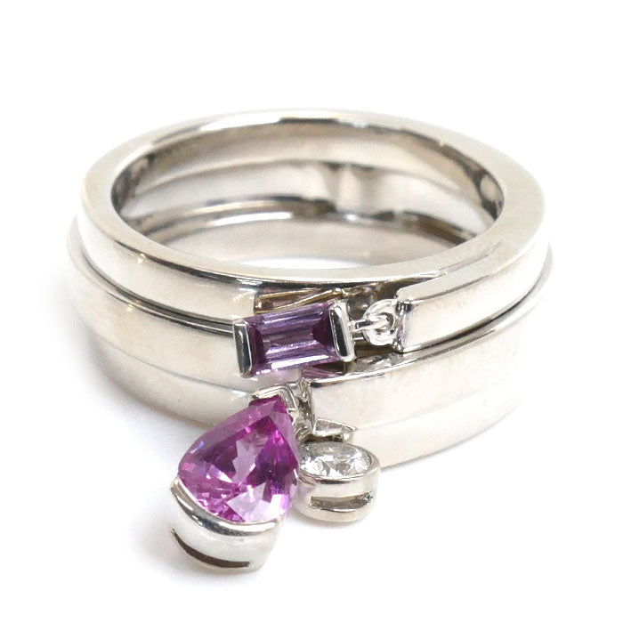 Chaumet White Gold Pink Sapphire Diamond Ring