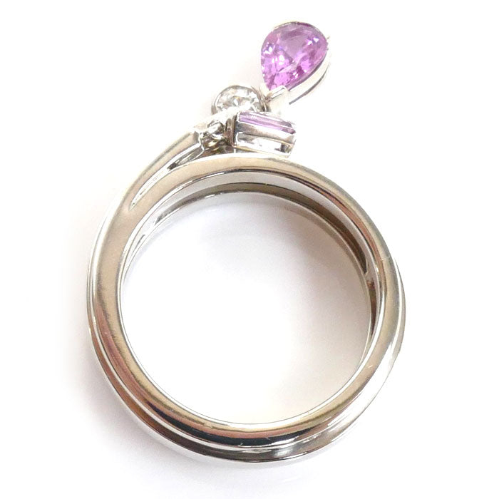 Chaumet White Gold Pink Sapphire Diamond Ring