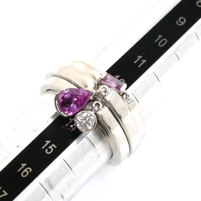 Chaumet White Gold Pink Sapphire Diamond Ring