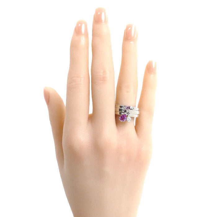 Chaumet White Gold Pink Sapphire Diamond Ring