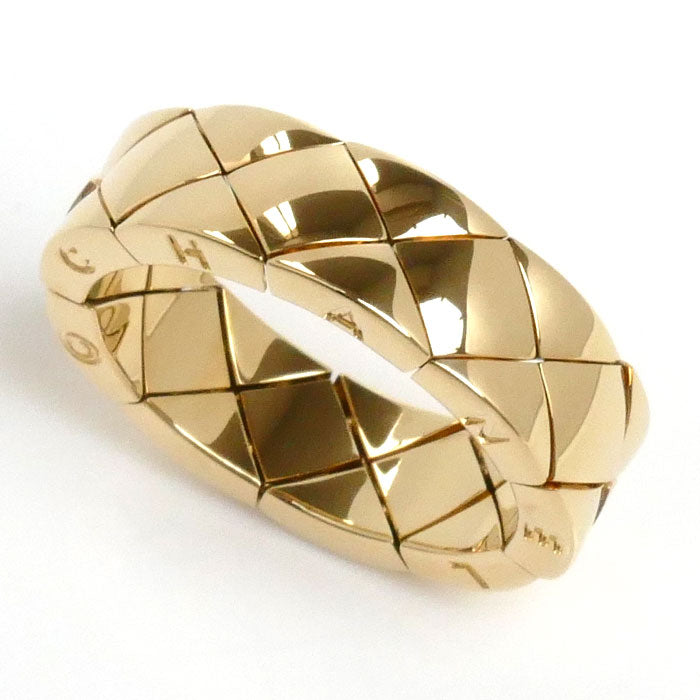 Chanel Yellow Gold Matelasse Ring Size 54