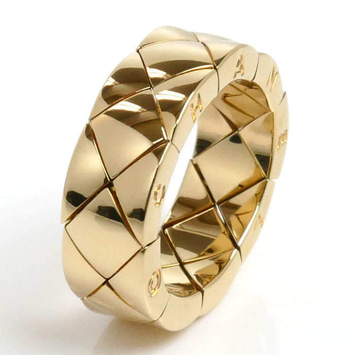 Chanel Yellow Gold Matelasse Ring Size 54