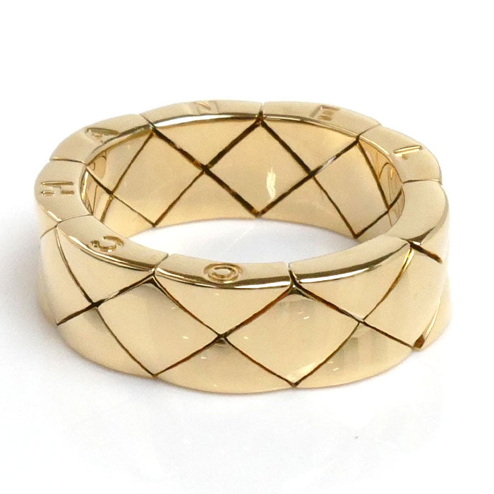 Chanel Yellow Gold Matelasse Ring Size 54