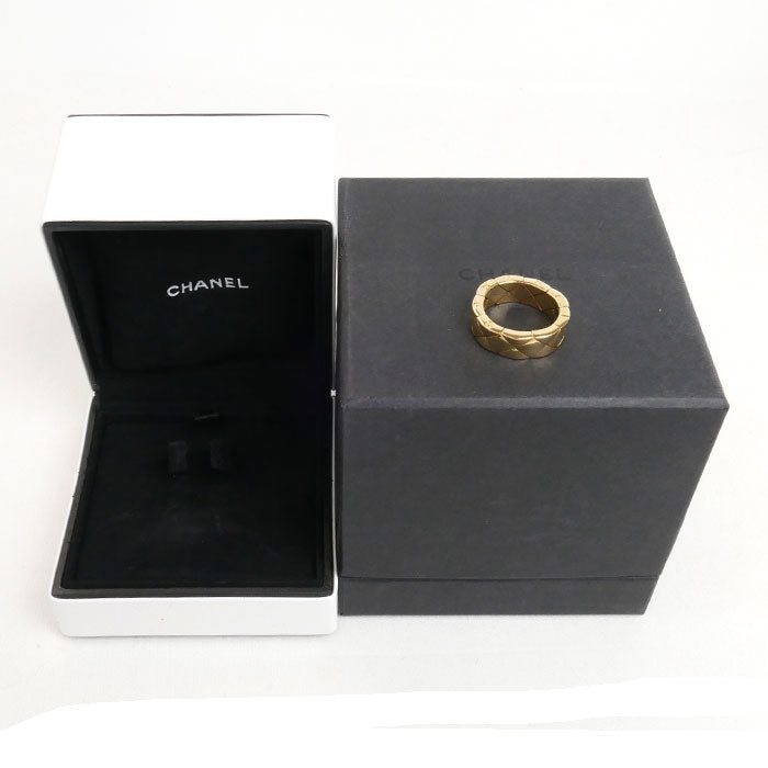 Chanel Yellow Gold Matelasse Ring Size 54