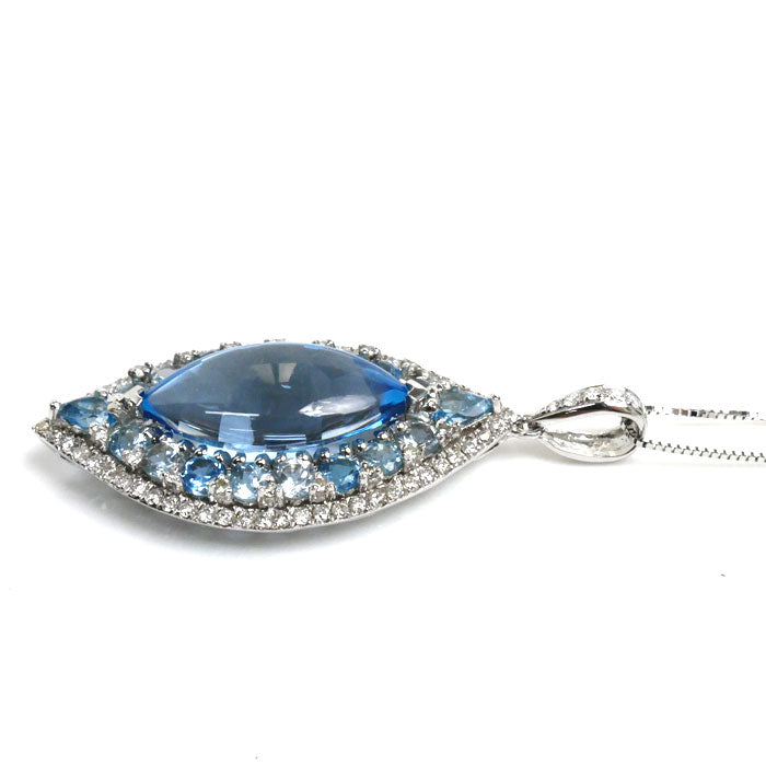 K18WG White Gold Topaz Diamond Necklace