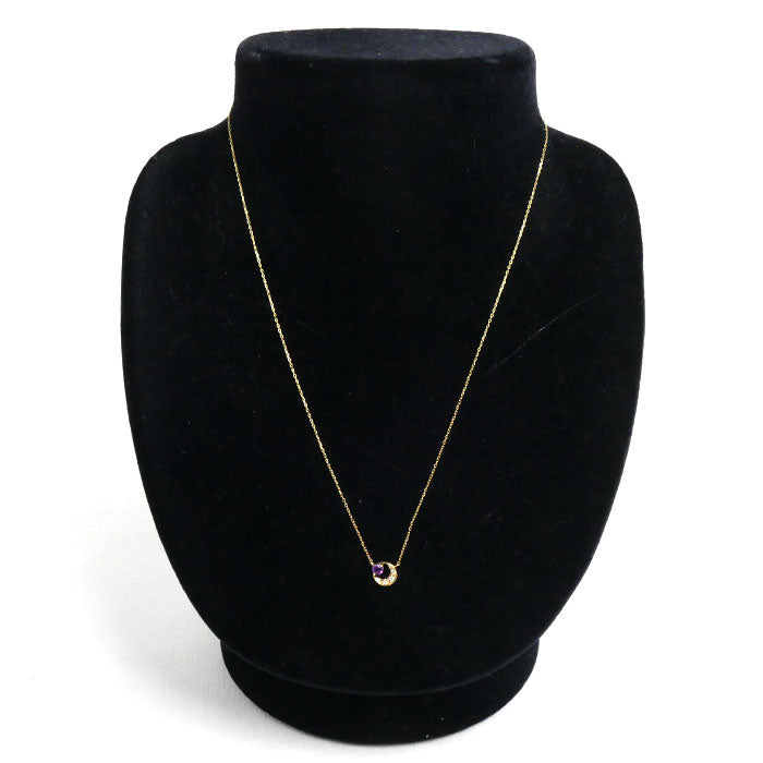 K18YG Yellow Gold Amethyst Moon Necklace