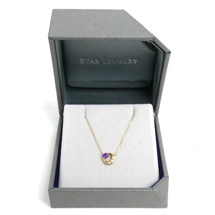 K18YG Yellow Gold Amethyst Moon Necklace