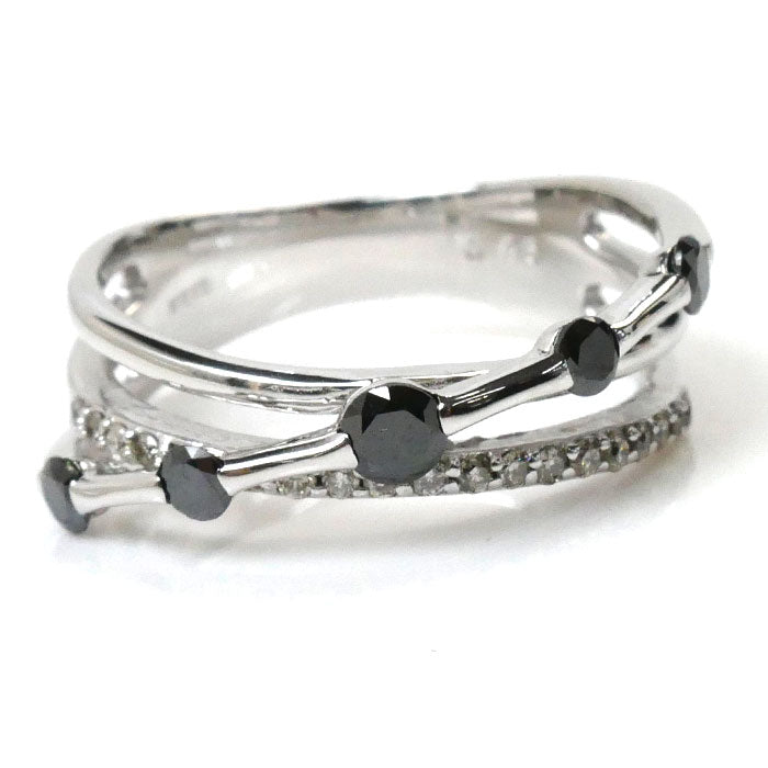 K18WG White Gold Black Diamond Ring