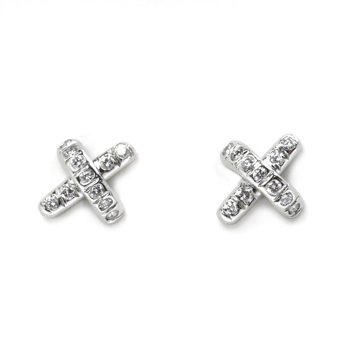 Tiffany & Co Platinum Diamond Cross Stitch Earrings