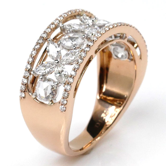 K18PG/18WG Gold Rose Cut Diamond Ring 1.50ct