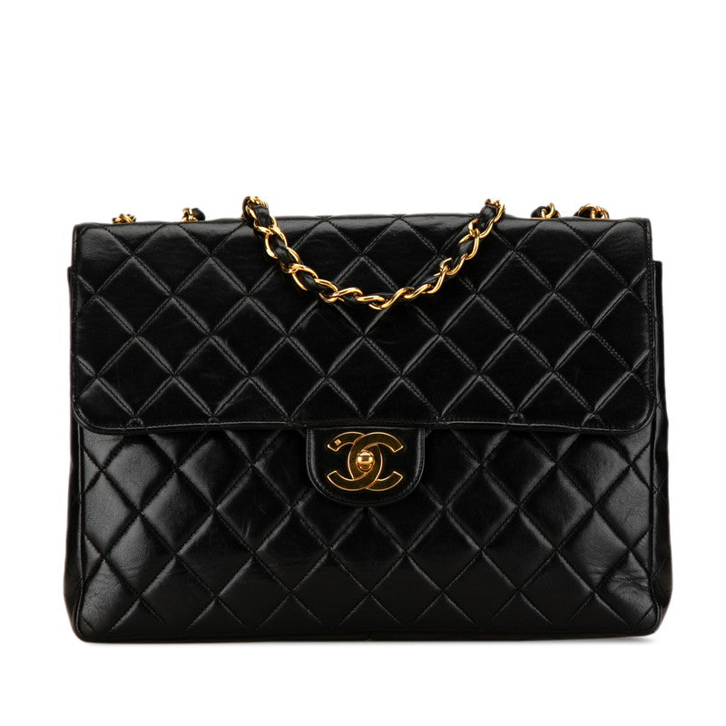 Chanel Matelasse Coco Mark Chain Shoulder Bag Black Lambskin