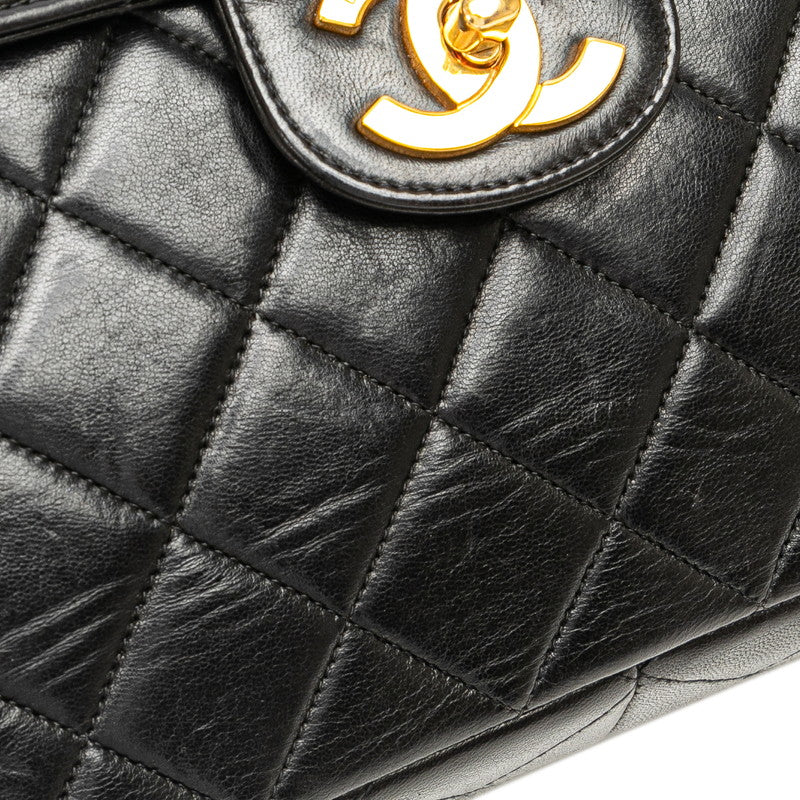 Chanel Matelasse Coco Mark Chain Shoulder Bag Black Lambskin