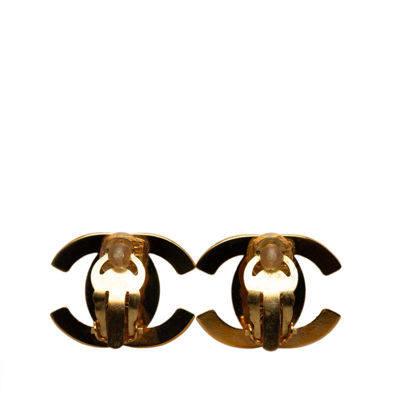 Chanel Vintage Coco Mark Turnlock Earrings Gold Plated