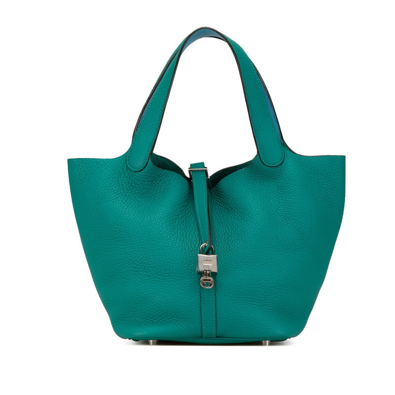 Hermes Picotin Lock MM Handbag Green Blue Clemence