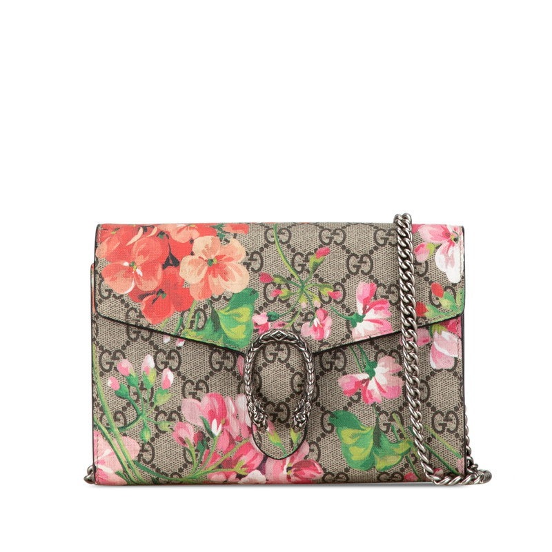 Gucci GG Blooms Dionysus Chain Shoulder Bag Wallet Beige PVC Leather in Great Condition