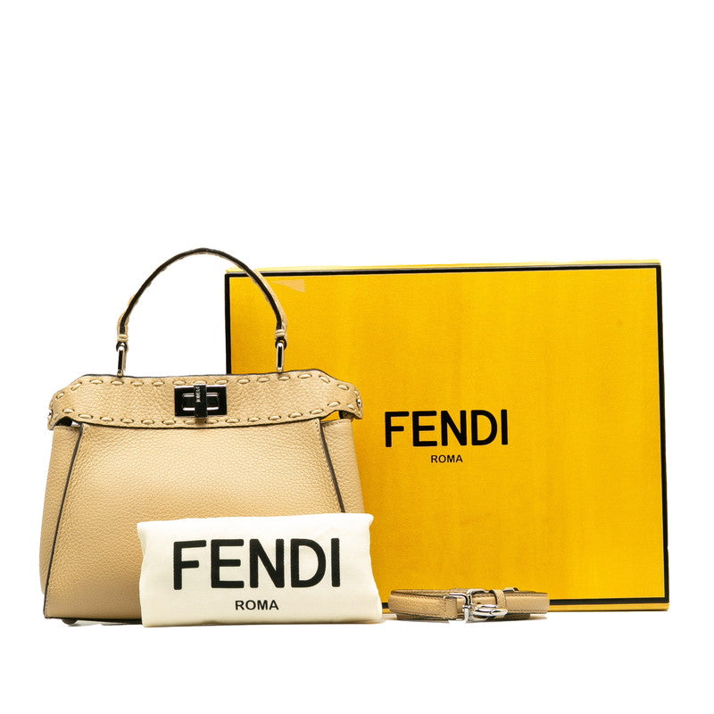 Fendi Peekaboo Mini Leather Handbag 8BN244 in Very Good Condition