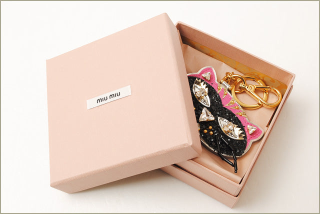 Miu Miu Rhinestone Cat Keyring 5ARH85