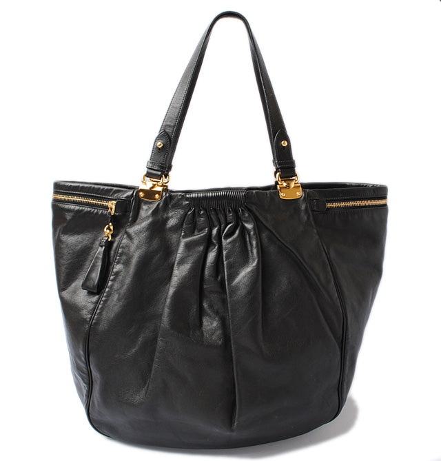 Miu Miu Leather Shoulder/Handbag Gathered Black