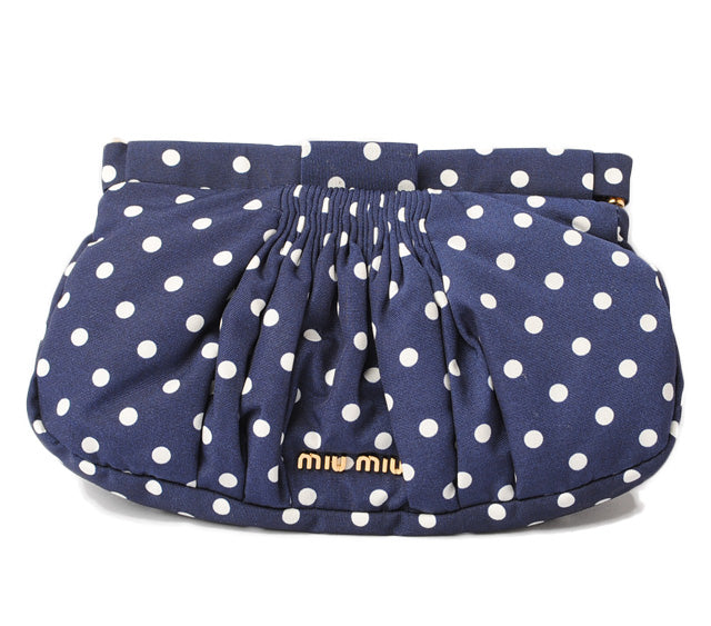 Miu Miu Nylon Clutch Bag 5ND012 Blue/White in Pristine Condition