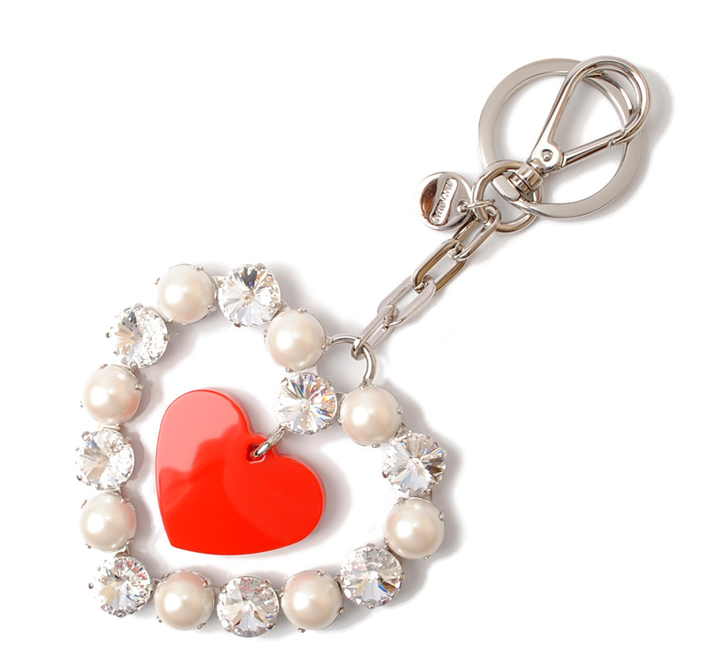 Miu Miu Heart Motif Keyring/Bag Charm with Rhinestones, 13.5cm