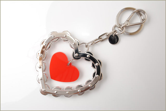 Miu Miu Heart Motif Keyring/Bag Charm with Rhinestones, 13.5cm in Pristine Condition